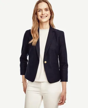 Ann Taylor Blue Textured Single Button Blazer Jacket Size 6