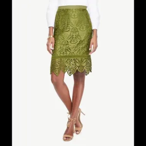 Ann Taylor botanical lace pencil skirt.