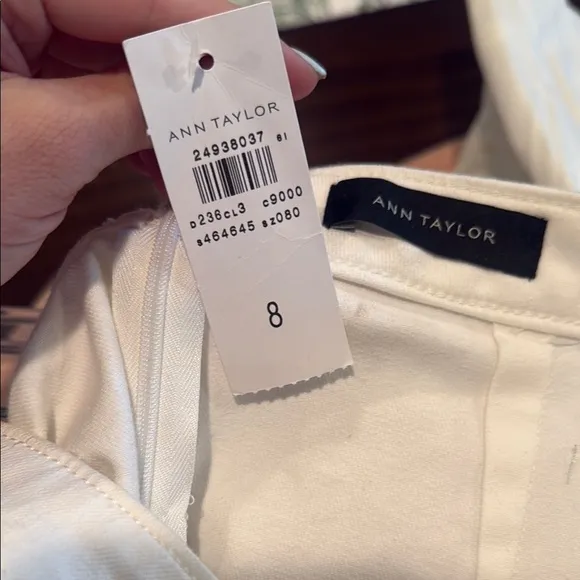Ann Taylor Cream Pencil Skirt Knee-Length