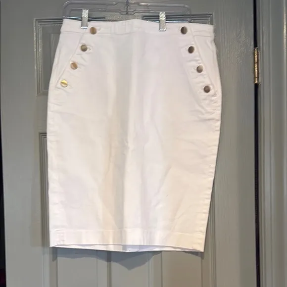 Ann Taylor Cream Pencil Skirt Knee-Length