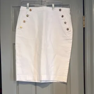 Ann Taylor Cream Pencil Skirt Knee-Length