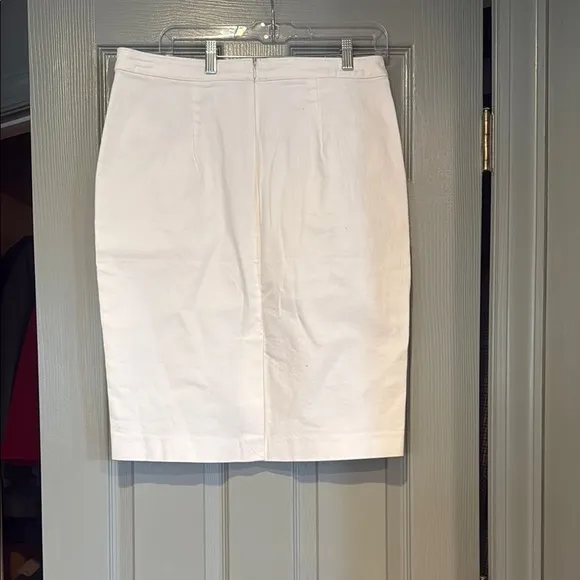 Ann Taylor Cream Pencil Skirt Knee-Length