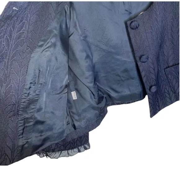 ANN TAYLOR LOFT Dark Blue 3/4 Sleeve Textured Blazer Women’s Cropped Jacket Top