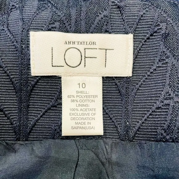 ANN TAYLOR LOFT Dark Blue 3/4 Sleeve Textured Blazer Women’s Cropped Jacket Top