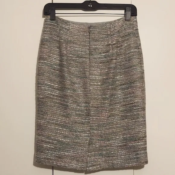 Ann Taylor Multicolored Tweed Boucle Knit Pencil Skirt Size 0 Grey