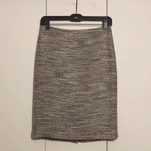 Ann Taylor Multicolored Tweed Boucle Knit Pencil Skirt Size 0 Grey