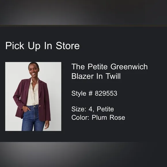 Ann Taylor The Greenwich Blazer in Plum (Size 4P)