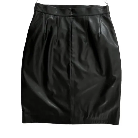 Anne Fontaine Vegan Black Faux Leather Pencil Skirt Women Size 38/US 2-4