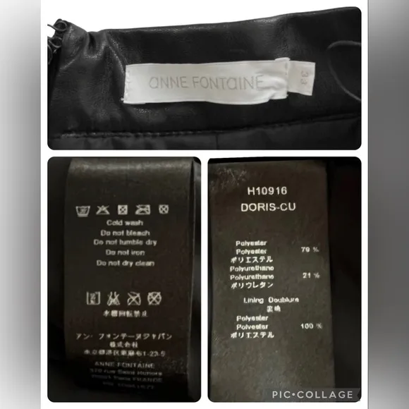 Anne Fontaine Vegan Black Faux Leather Pencil Skirt Women Size 38/US 2-4