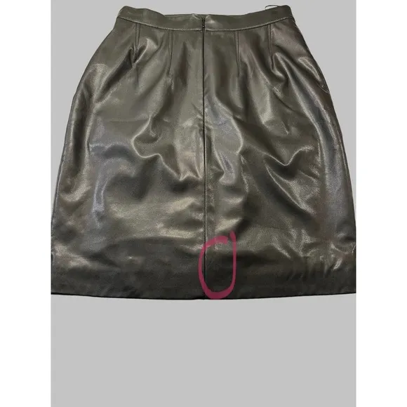 Anne Fontaine Vegan Black Faux Leather Pencil Skirt Women Size 38/US 2-4