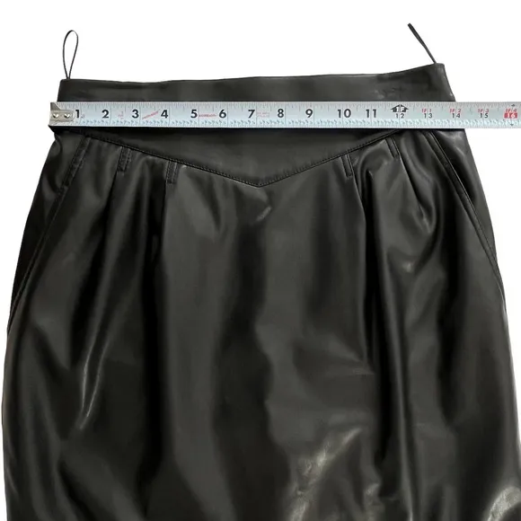 Anne Fontaine Vegan Black Faux Leather Pencil Skirt Women Size 38/US 2-4