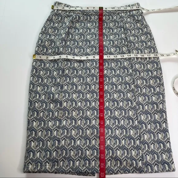 Anthro Maeve Blue Gold Diamond Pencil Skirt Small