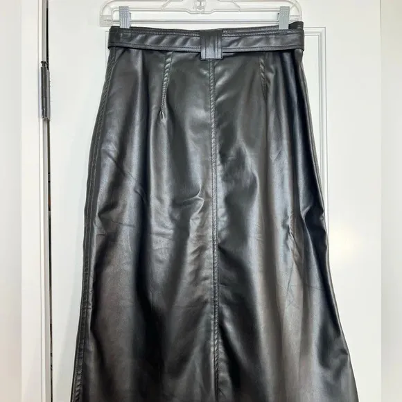 Anthropologie | Bailey 44 Vegan Soft Leather belted zipper front skirt.  (Small)