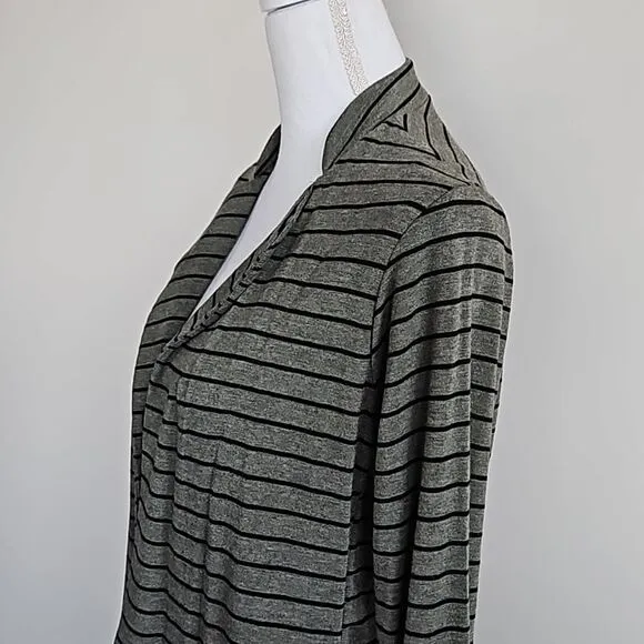 Anthropologie Dolan Open Jacket office Blazer Striped Green Black Womens size L