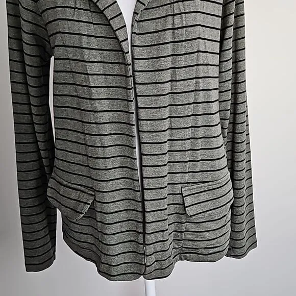 Anthropologie Dolan Open Jacket office Blazer Striped Green Black Womens size L