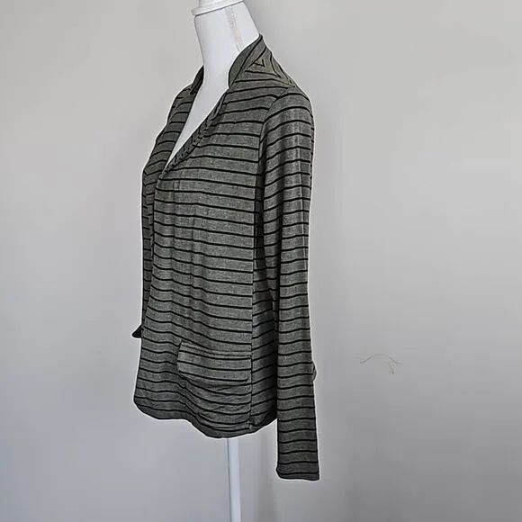 Anthropologie Dolan Open Jacket office Blazer Striped Green Black Womens size L