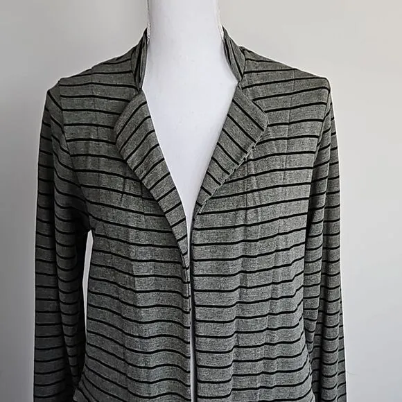 Anthropologie Dolan Open Jacket office Blazer Striped Green Black Womens size L