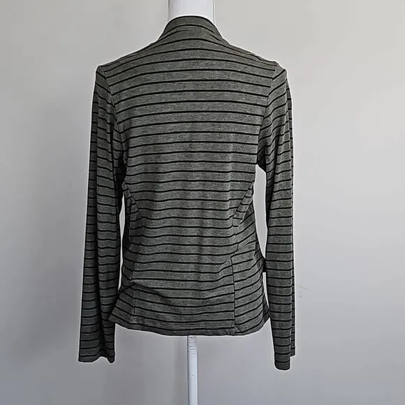Anthropologie Dolan Open Jacket office Blazer Striped Green Black Womens size L