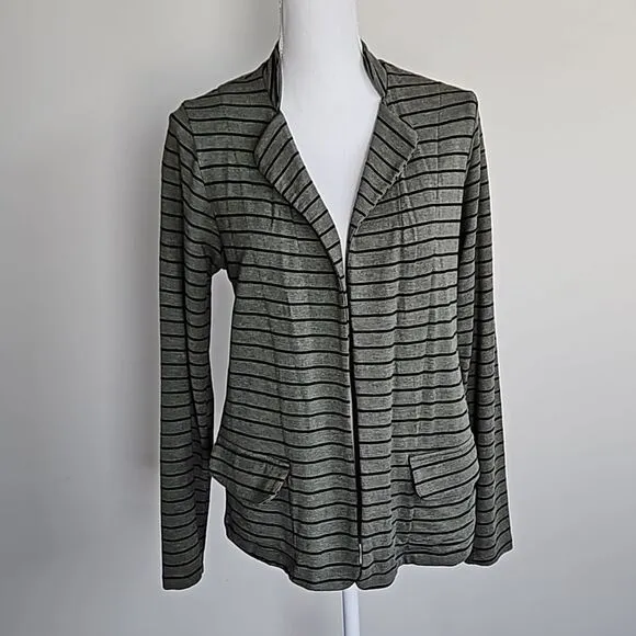 Anthropologie Dolan Open Jacket office Blazer Striped Green Black Womens size L