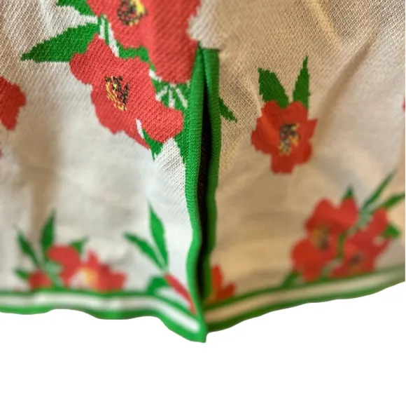 Anthropologie Eva Franco Floral Knit Stretch Medium Skirt Knee Length