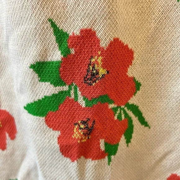 Anthropologie Eva Franco Floral Knit Stretch Medium Skirt Knee Length