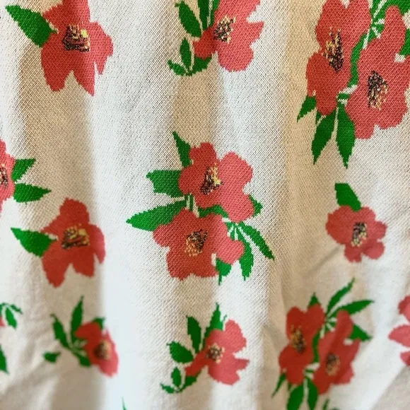 Anthropologie Eva Franco Floral Knit Stretch Medium Skirt Knee Length