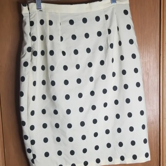 Anthropologie Eva Franco Ivory Dot Pencil Skirt 8