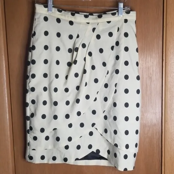 Anthropologie Eva Franco Ivory Dot Pencil Skirt 8
