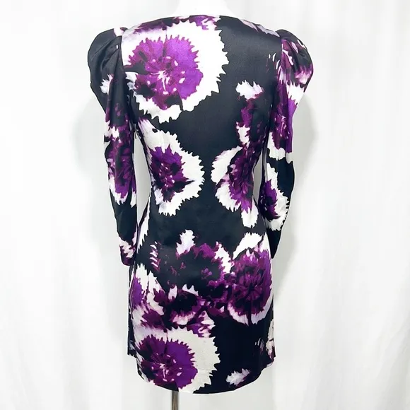 Anthropologie Leifsdottir Belvedere Puff Sleeve Sheath Dress Floral Purple Siz 4