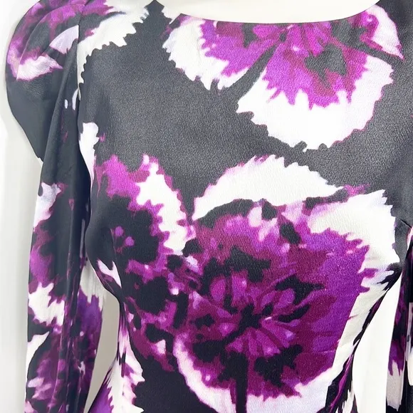 Anthropologie Leifsdottir Belvedere Puff Sleeve Sheath Dress Floral Purple Siz 4