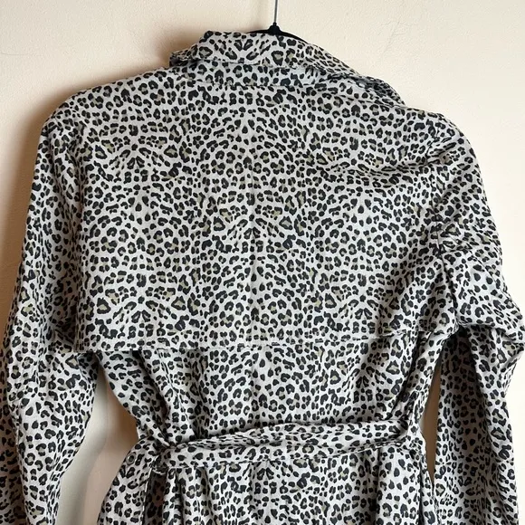 Anthropologie Monarc Leopard Animal Print Trench Jacket Blazer Women’s Size XS