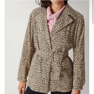 Anthropologie Monarc Leopard Animal Print Trench Jacket Blazer Women’s Size XS