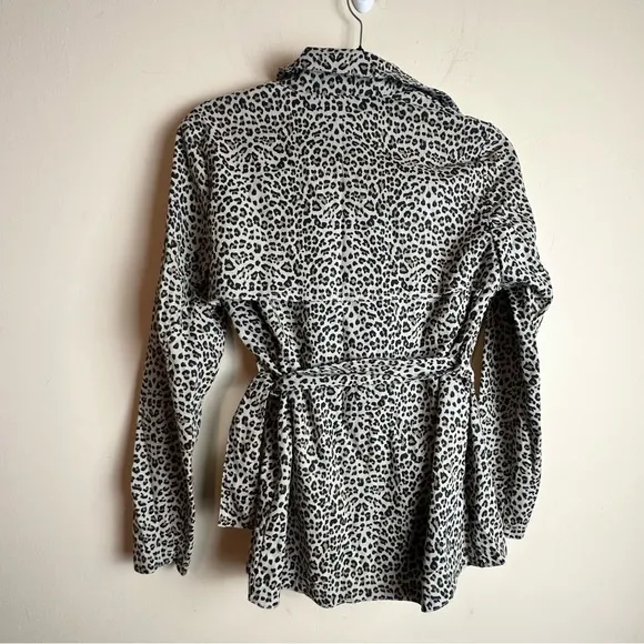 Anthropologie Monarc Leopard Animal Print Trench Jacket Blazer Women’s Size XS