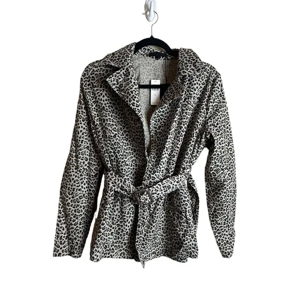 Anthropologie Monarc Leopard Animal Print Trench Jacket Blazer Women’s Size XS