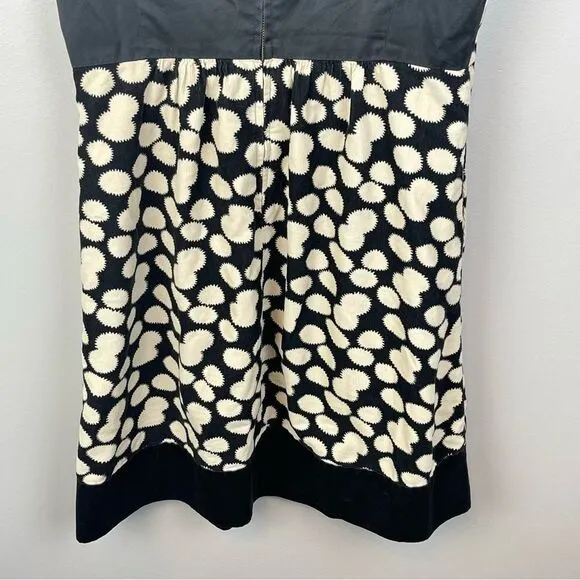 Anthropologie Notched Dots Dress by Leifnotes Black Cream Size 8