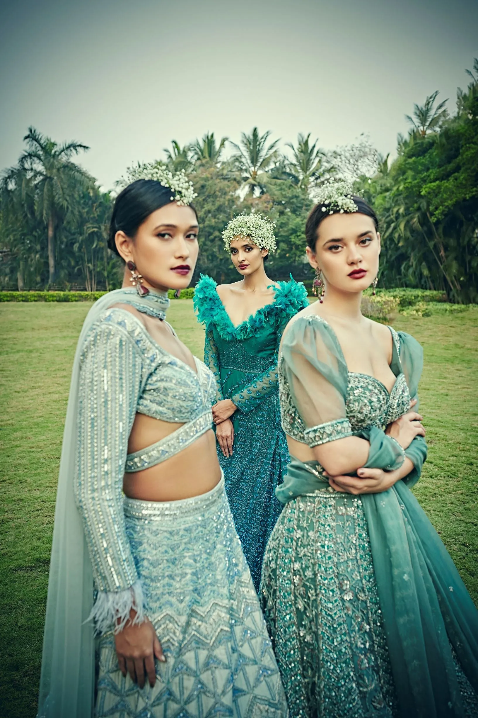 Arctic Blue Colour Wedding Lehenga