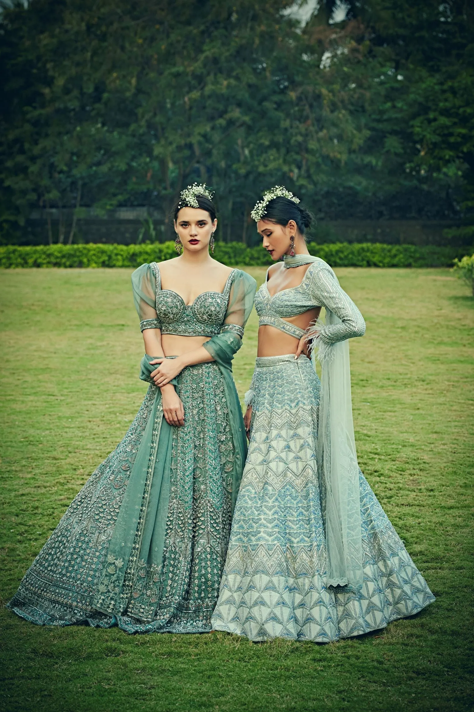 Arctic Blue Colour Wedding Lehenga