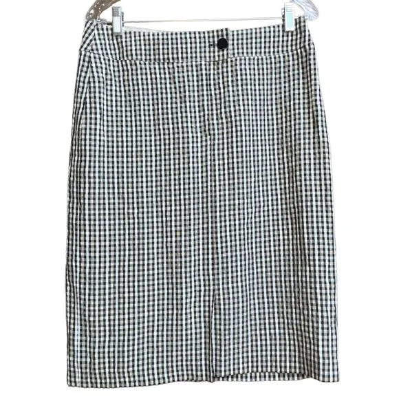 Armani Collezioni 8 Checkered Pencil Skirt in Black/Tan/White Made in Italy