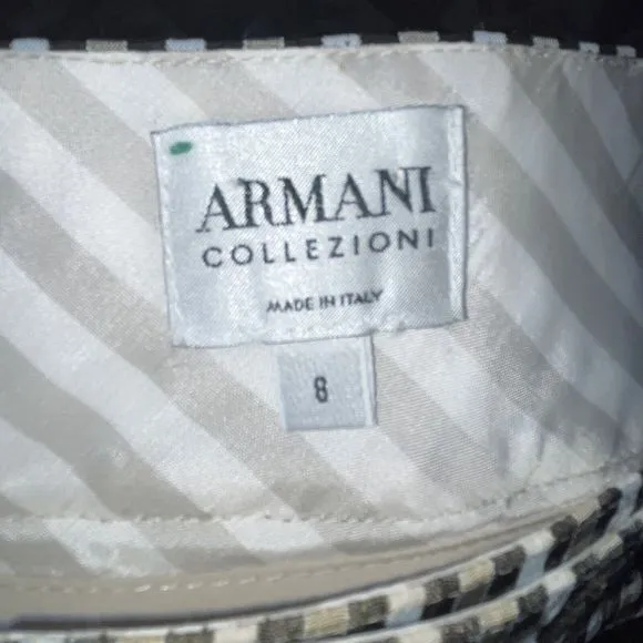 Armani Collezioni 8 Checkered Pencil Skirt in Black/Tan/White Made in Italy