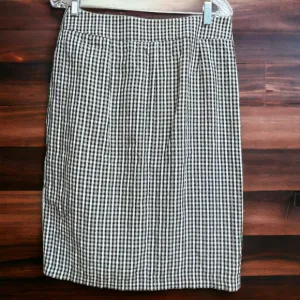 Armani Collezioni 8 Checkered Pencil Skirt in Black/Tan/White Made in Italy