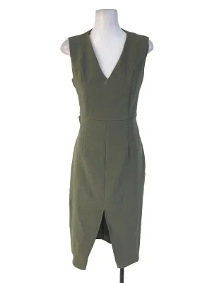 Ash Green V Neck Sheath Dress