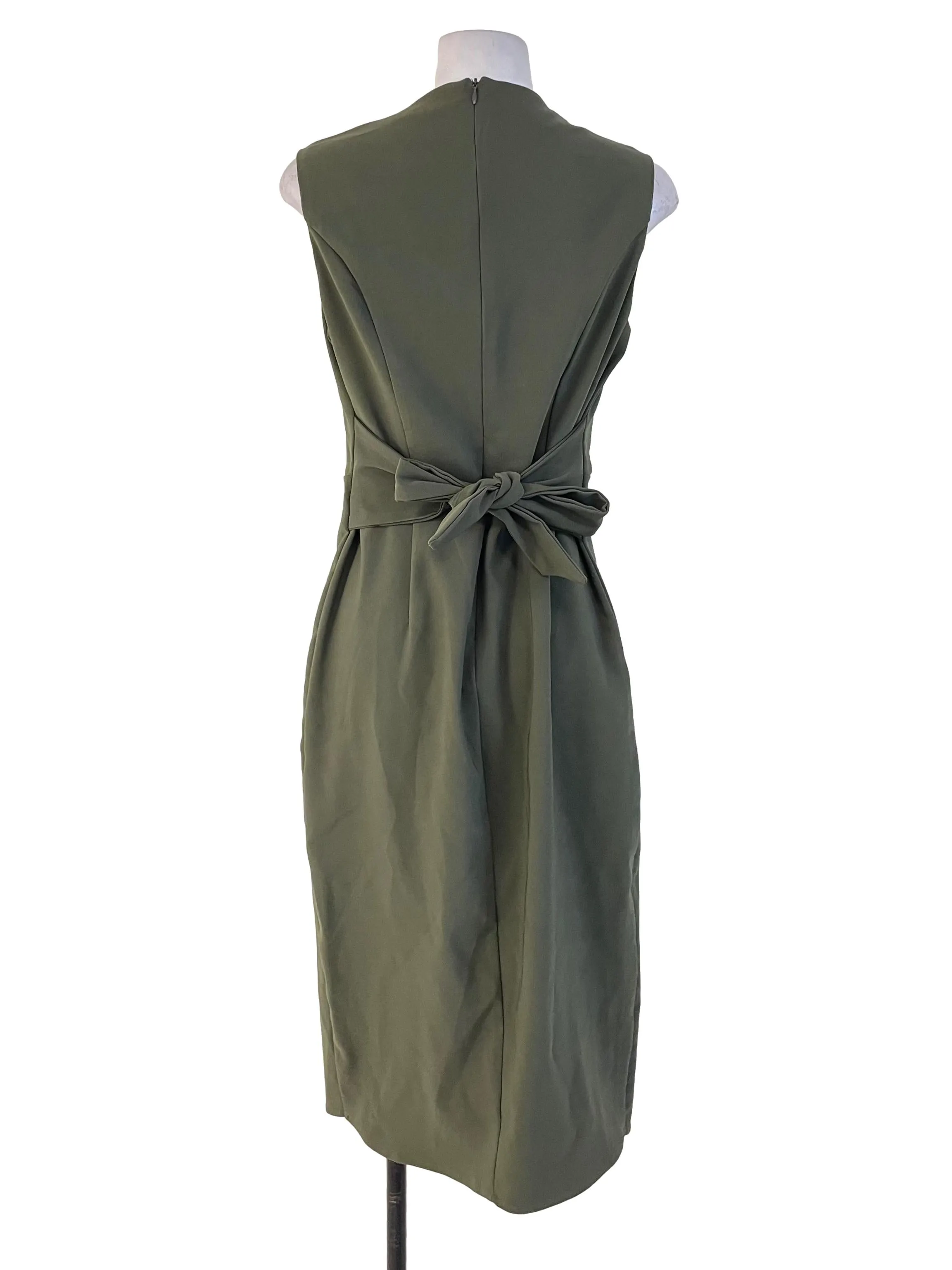 Ash Green V Neck Sheath Dress