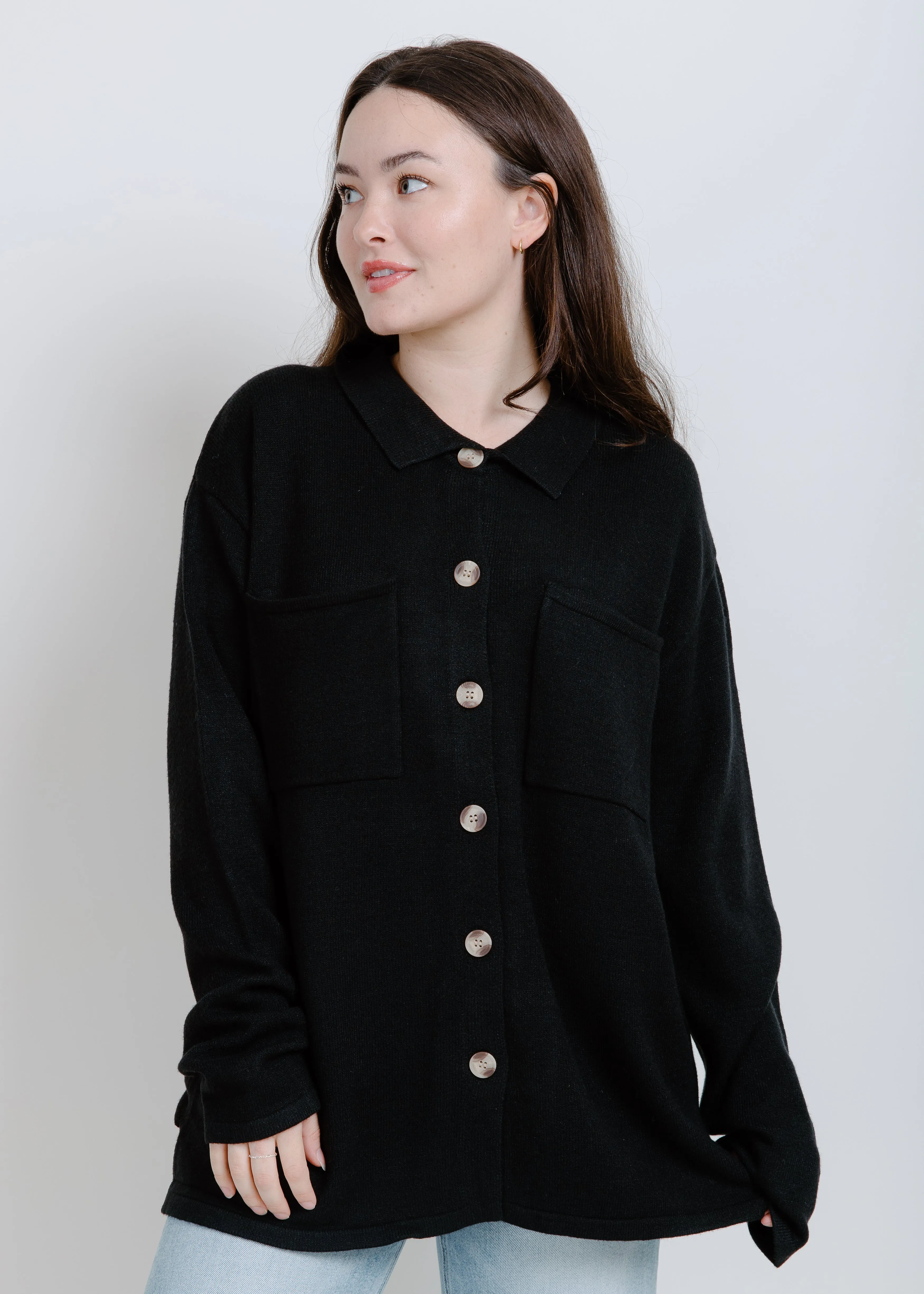 Aspen Buttoned Cardigan - Black