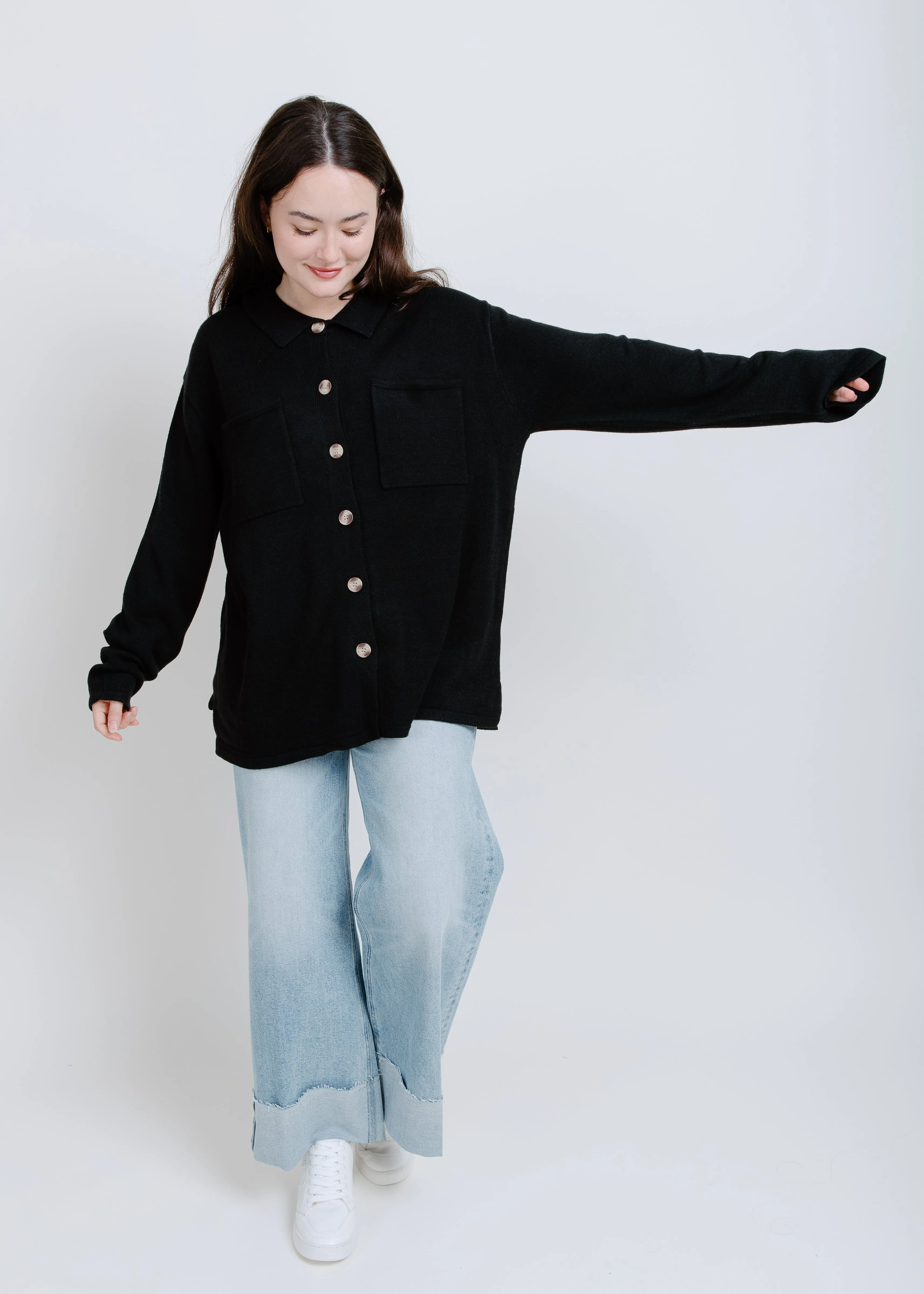 Aspen Buttoned Cardigan - Black