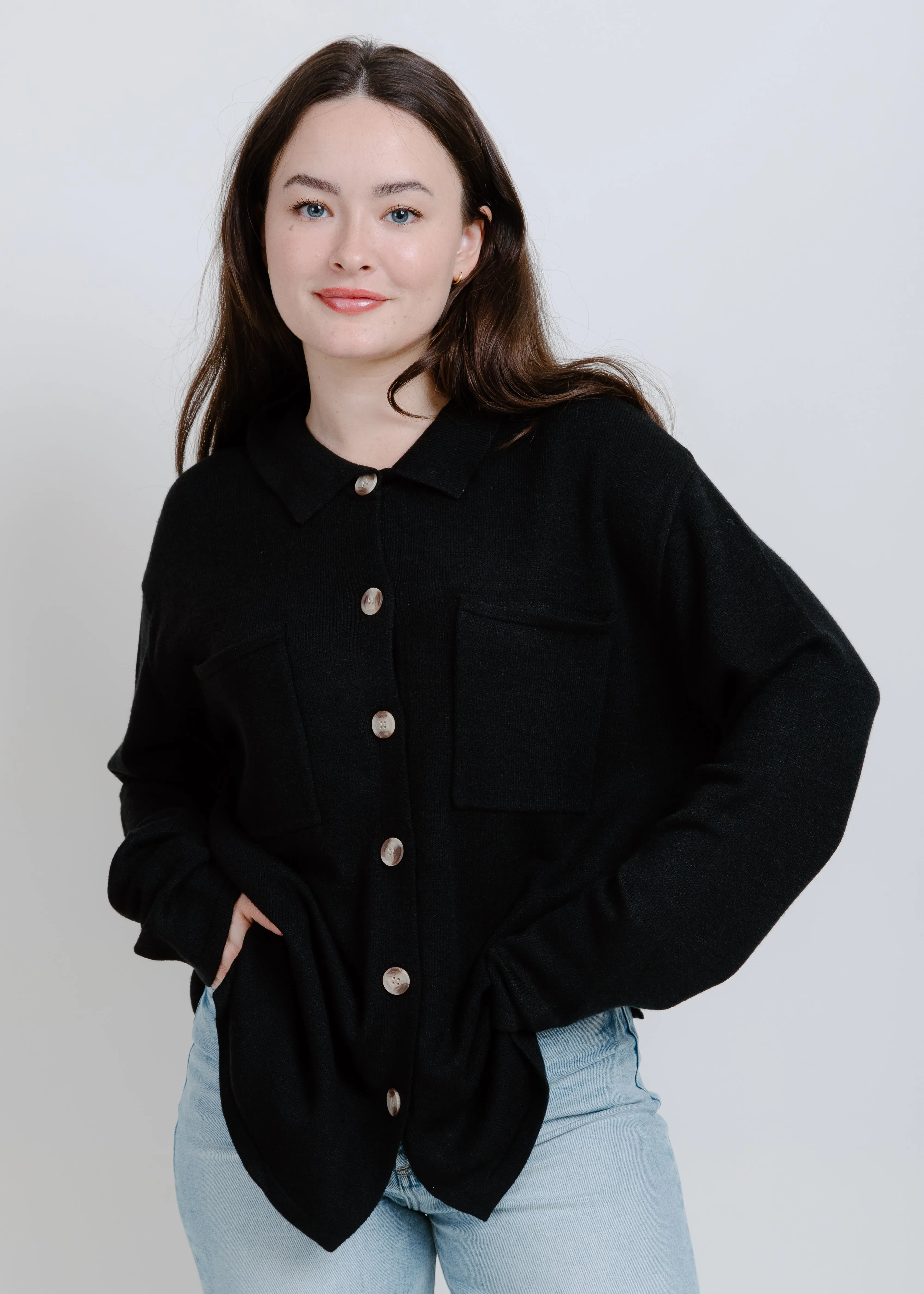 Aspen Buttoned Cardigan - Black