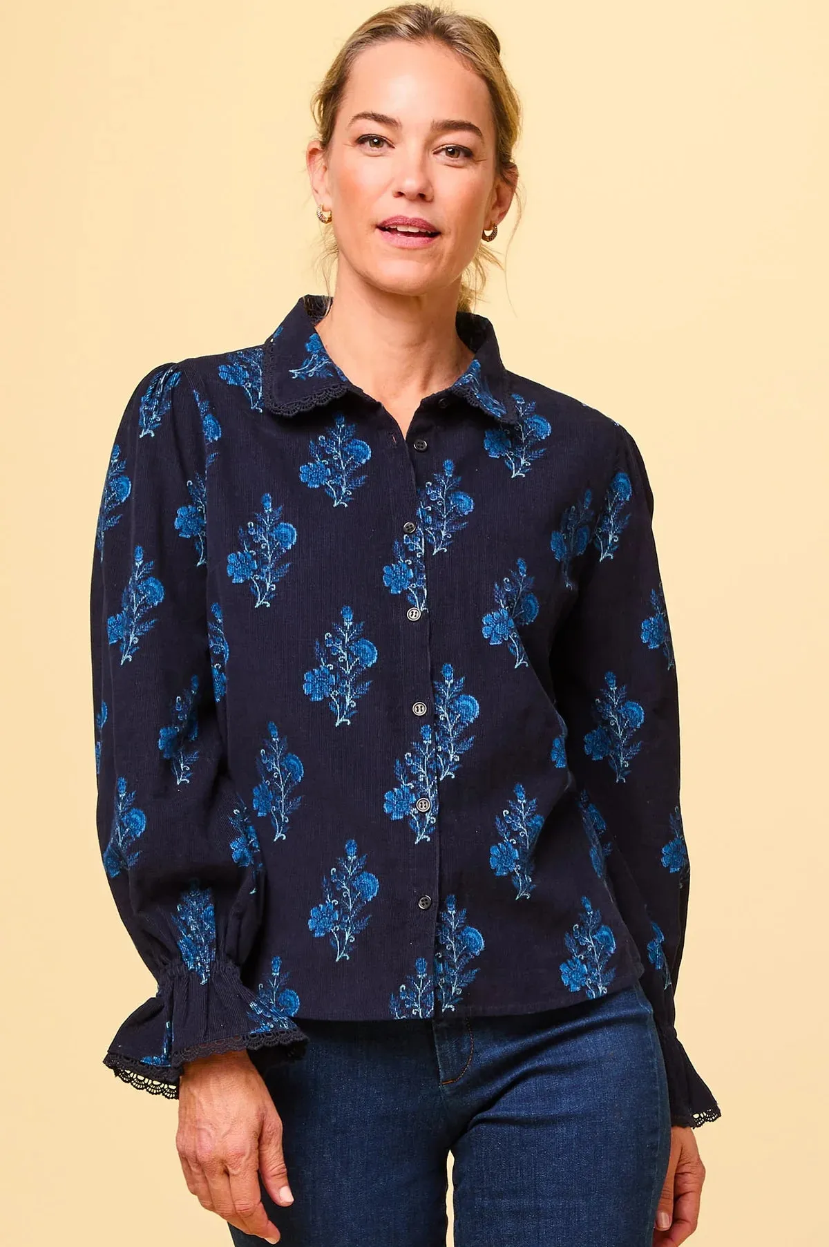 Aspiga Womens Amaya Cord Blouse - Blue poppy