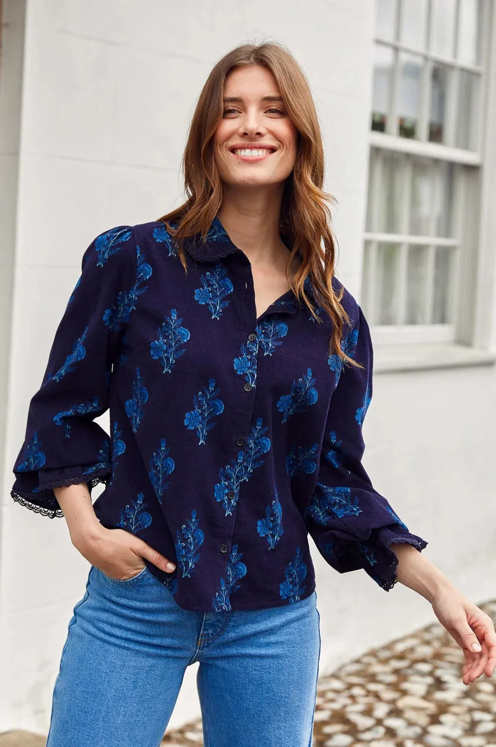 Aspiga Womens Amaya Cord Blouse - Blue poppy