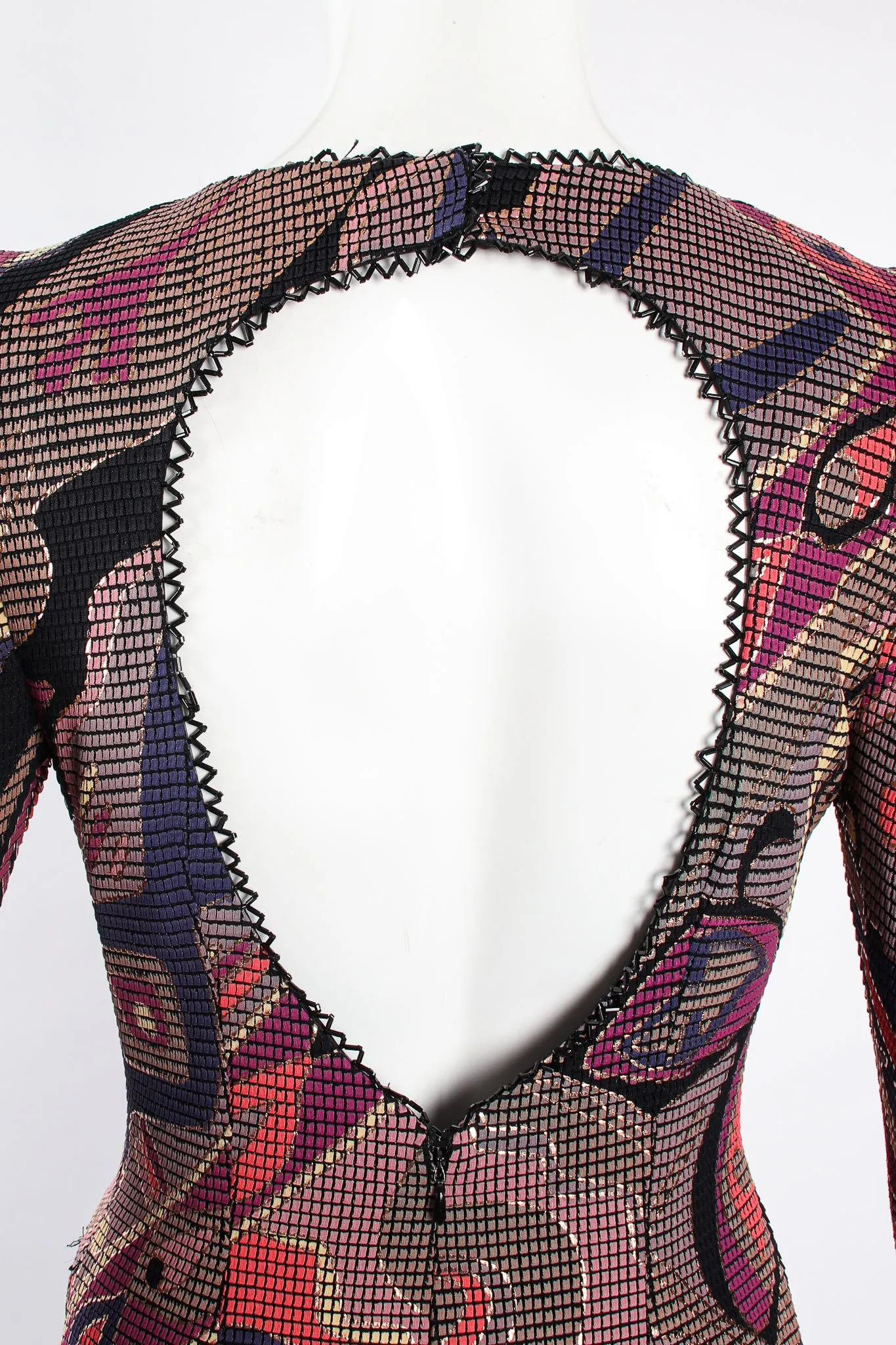 Asymmetrical Mosaic Mesh Cutout Dress
