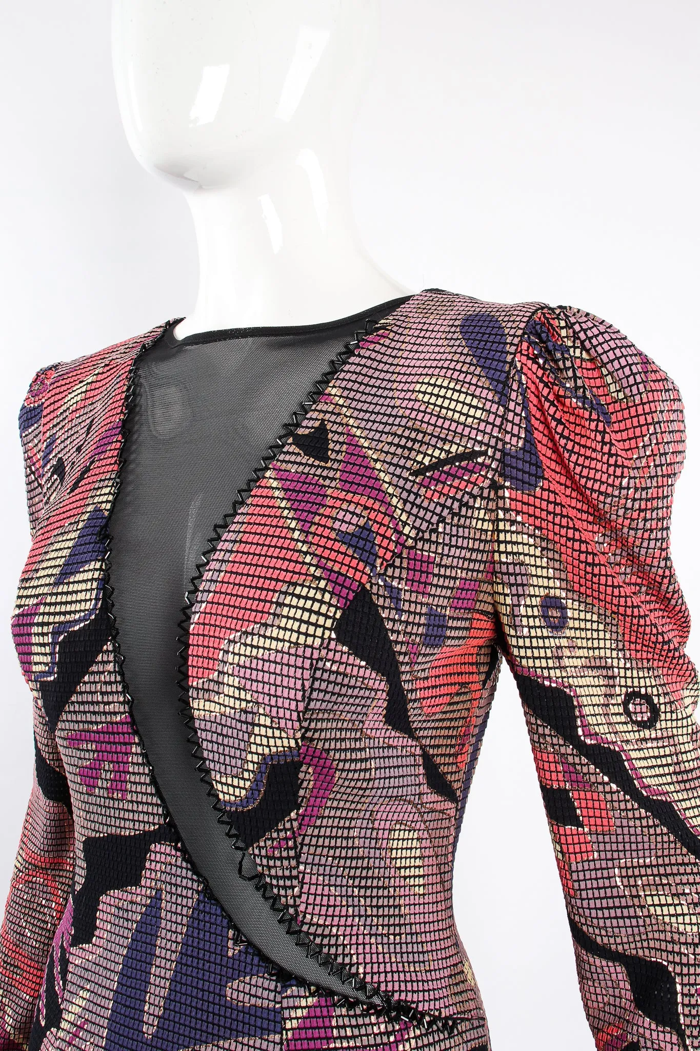 Asymmetrical Mosaic Mesh Cutout Dress
