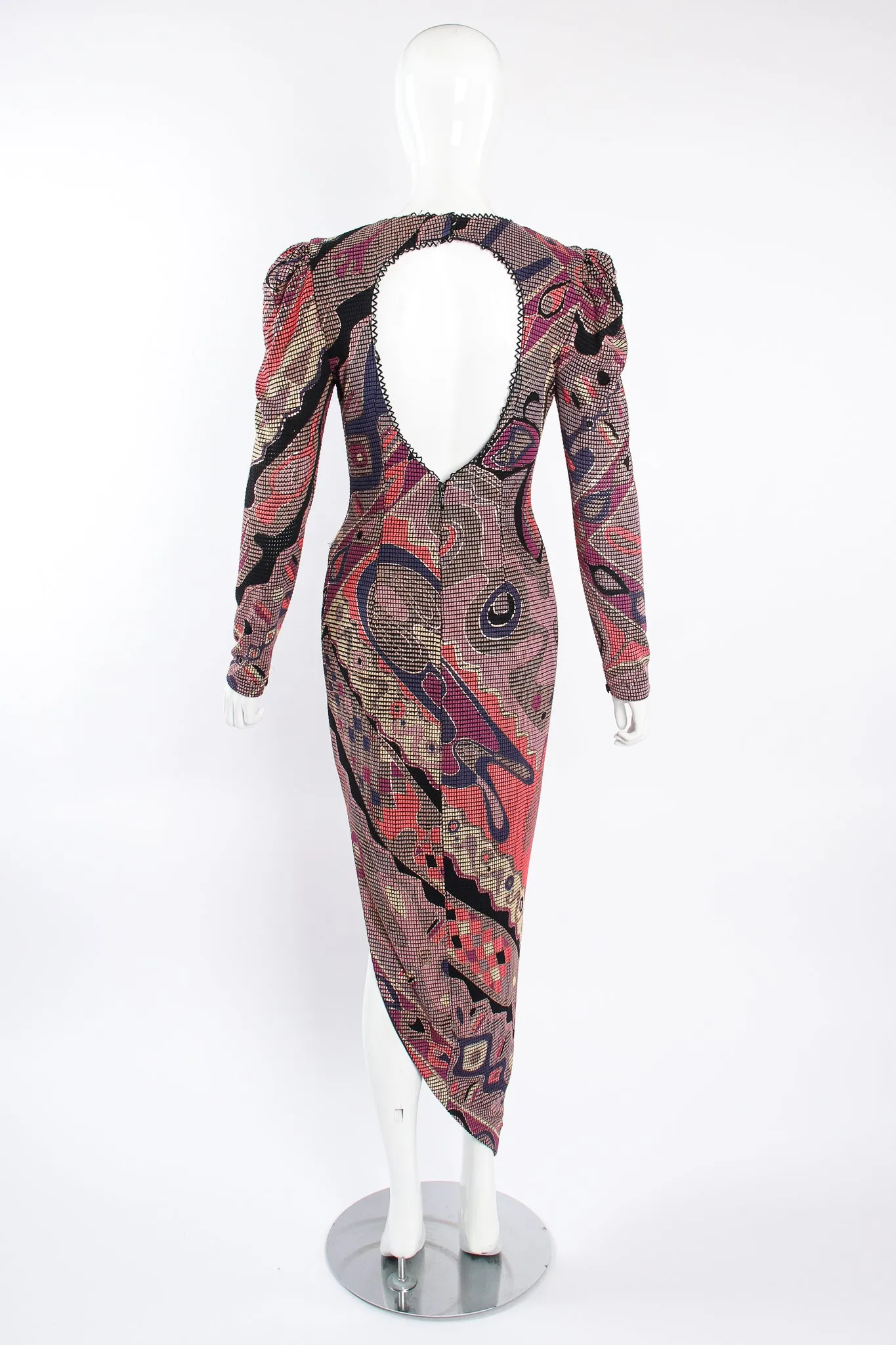 Asymmetrical Mosaic Mesh Cutout Dress